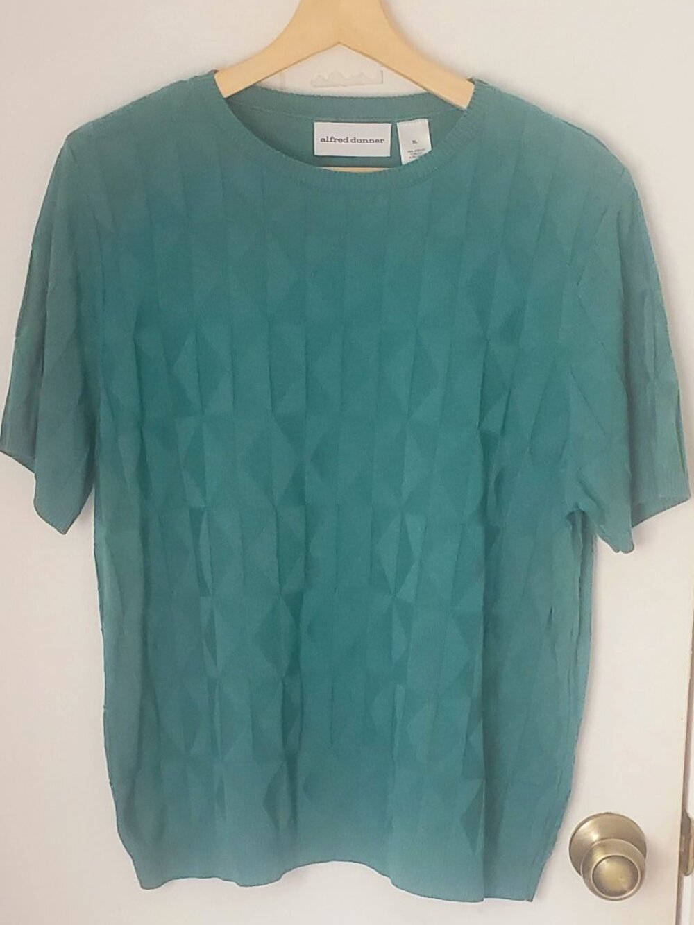 Alfred Dunner Short Sleeve Patterned Teal Green Sweater Women's Size XL